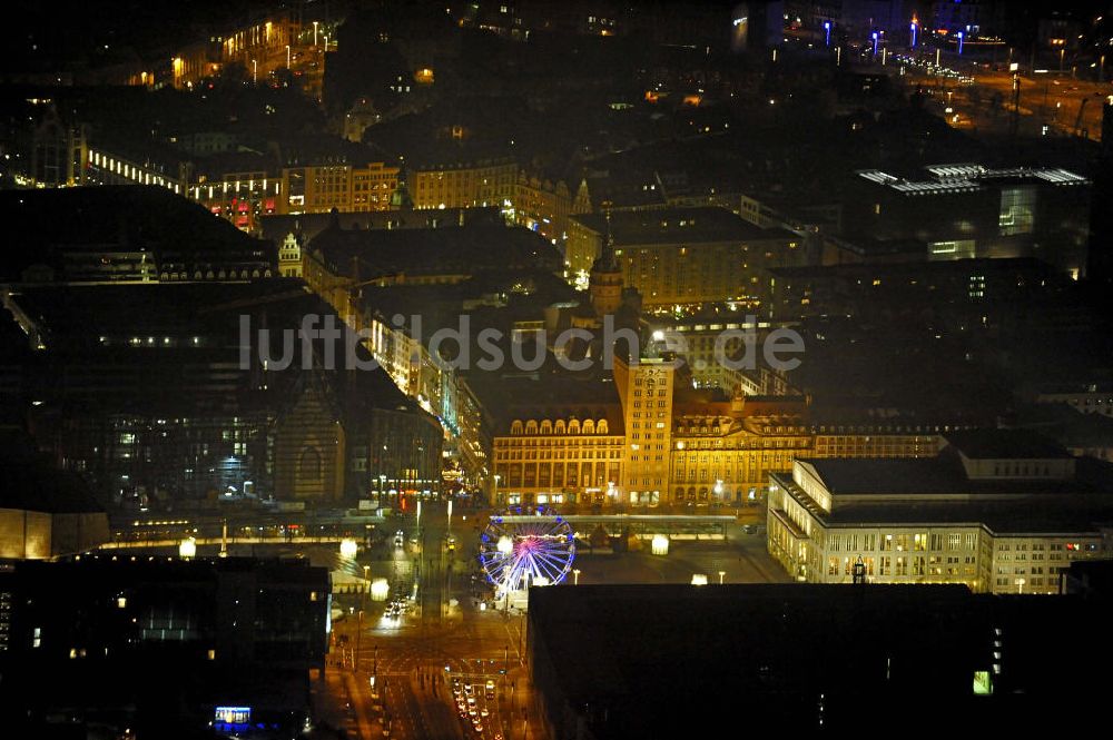 Leipzig bei Nacht von oben - Stadtzentrum Leipzig bei Nacht