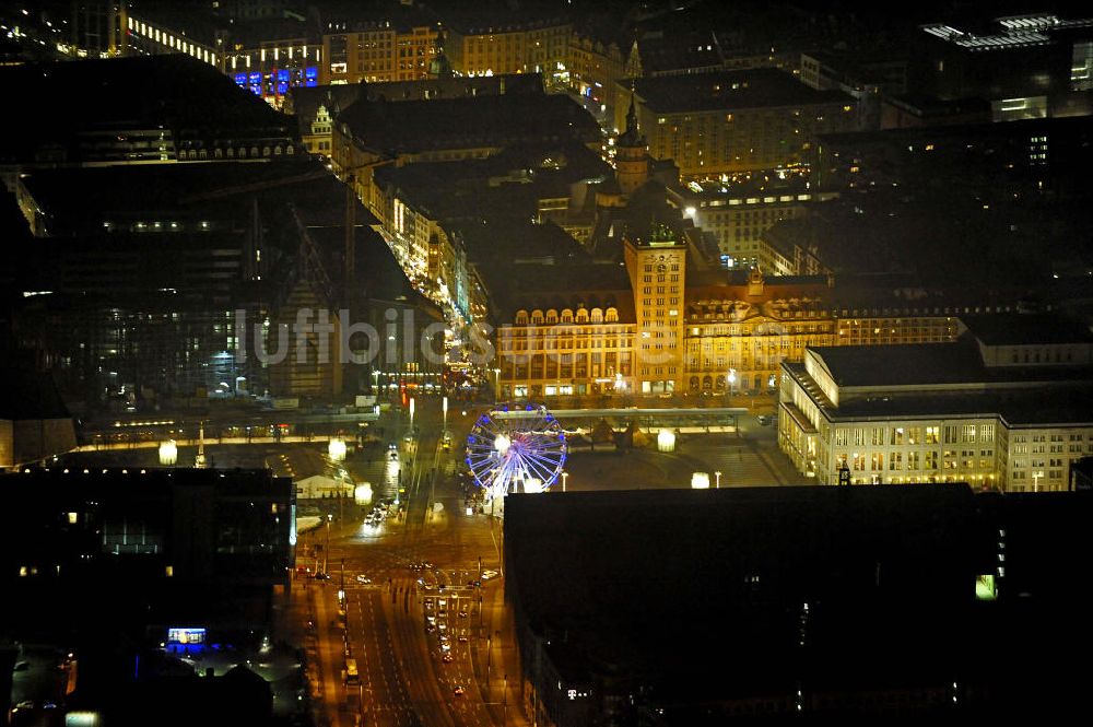 Nachtluftbild Leipzig - Stadtzentrum Leipzig bei Nacht