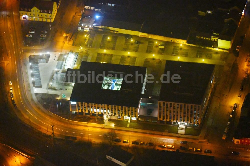 Fürstenwalde/Spree bei Nacht von oben - Nachtluftbild Unternehmen Bonava Deutschland GmbH Am Nordstern in Fürstenwalde/Spree im Bundesland Brandenburg, Deutschland