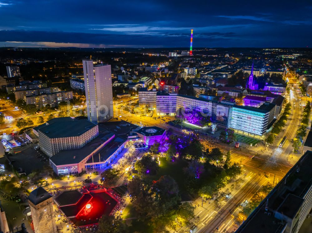 Nachtluftbild Chemnitz - Nachtluftbild Veranstaltungshalle Stadthalle in Chemnitz im Bundesland Sachsen, Deutschland