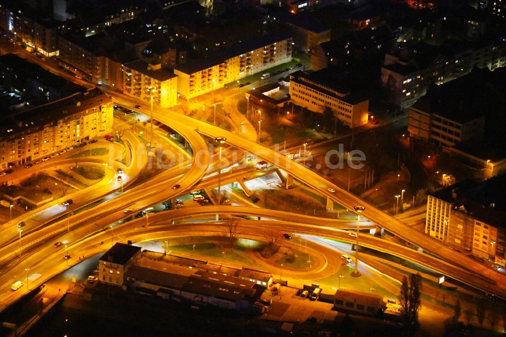 Mannheim Bei Nacht Von Oben - Nachtluftbild Viadukt Der Schnellstraße ...