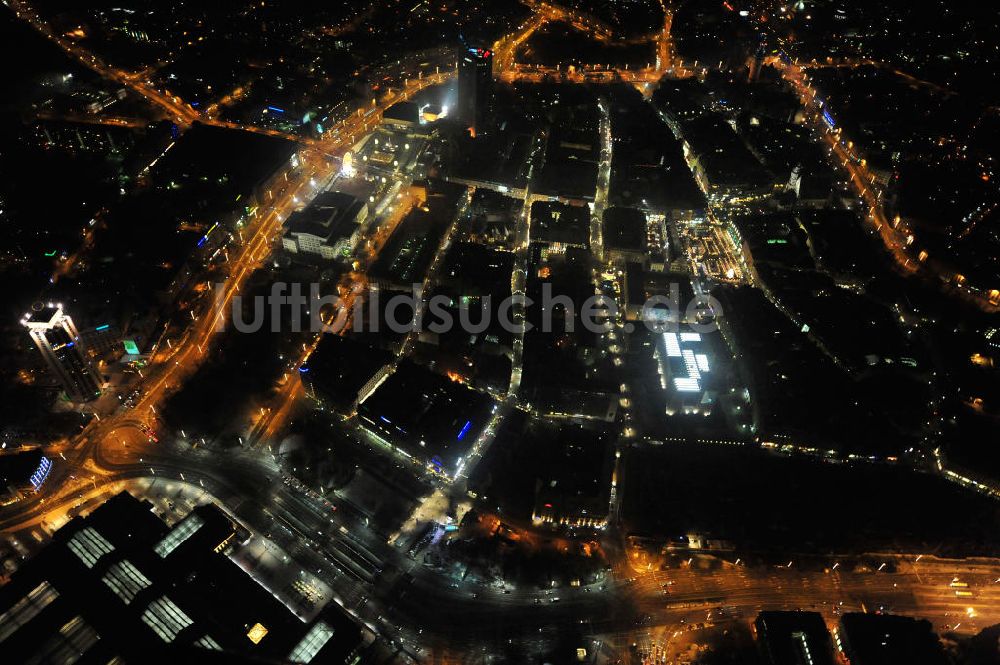 Nachtluftbild Leipzig - Nachtluftbild vom Altstadtzentrum und der Leipziger Innenstadt