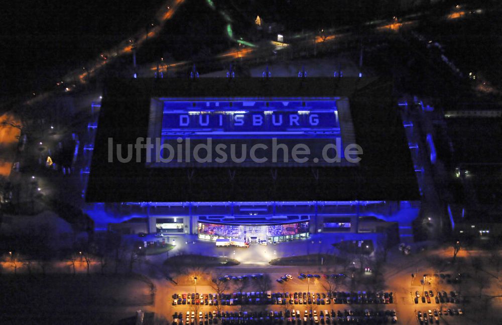 Nacht-Luftaufnahme Duisburg - Nachtluftbild vom Areal an der MSV-Arena in Duisburg