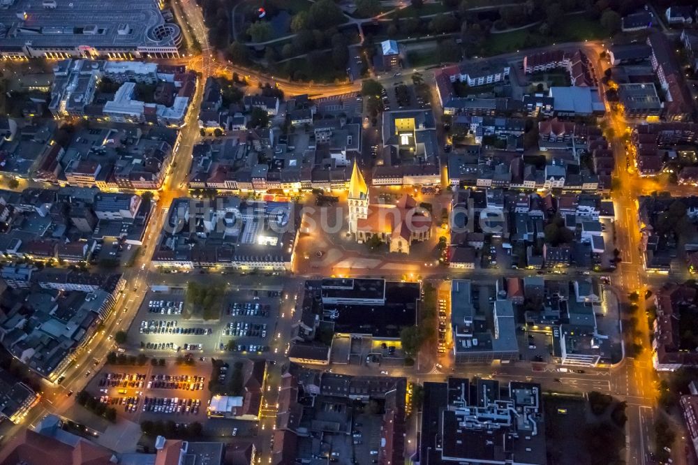 Nachtluftbild Hamm - Nachtluftbild vom Marktplatz in Hamm im Bundesland Nordrhein-Westfalen