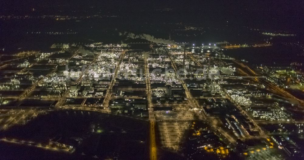 Nachtluftbild Marl - Nachtluftbild von den Anlagen des Chemiepark Marl (ehemals Chemische Werke Hüls AG) im Ruhrgebiet im Bundesland Nordrhein-Westfalen NRW