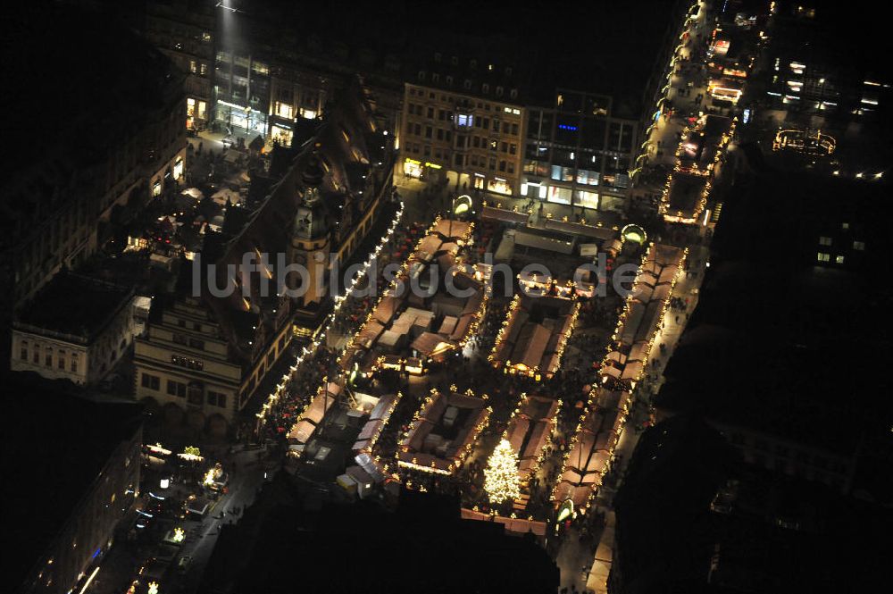 Nachtluftbild Leipzig - Weihnachtsmarkt Leipzig bei Nacht