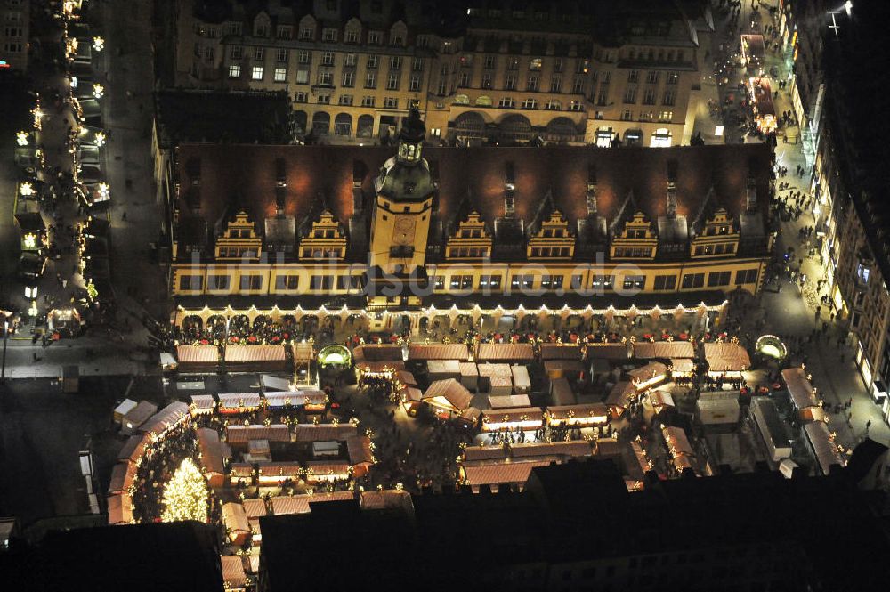 Nachtluftbild Leipzig - Weihnachtsmarkt Leipzig bei Nacht