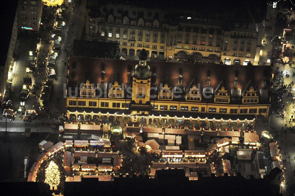 Leipzig bei Nacht von oben - Weihnachtsmarkt Leipzig bei Nacht