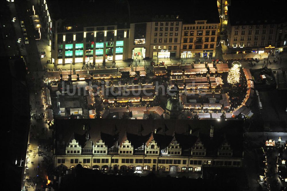 Leipzig bei Nacht von oben - Weihnachtsmarkt Leipzig bei Nacht