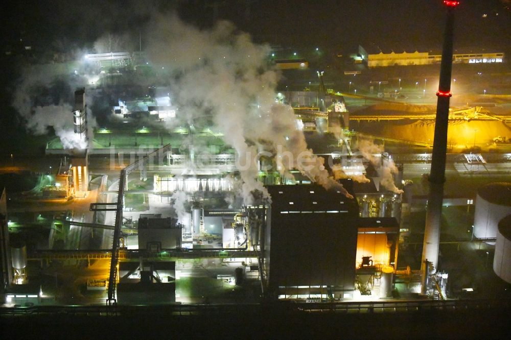 Grana bei Nacht von oben - Nachtluftbild Werksgelände der Südzucker AG in Grana im Bundesland Sachsen-Anhalt, Deutschland