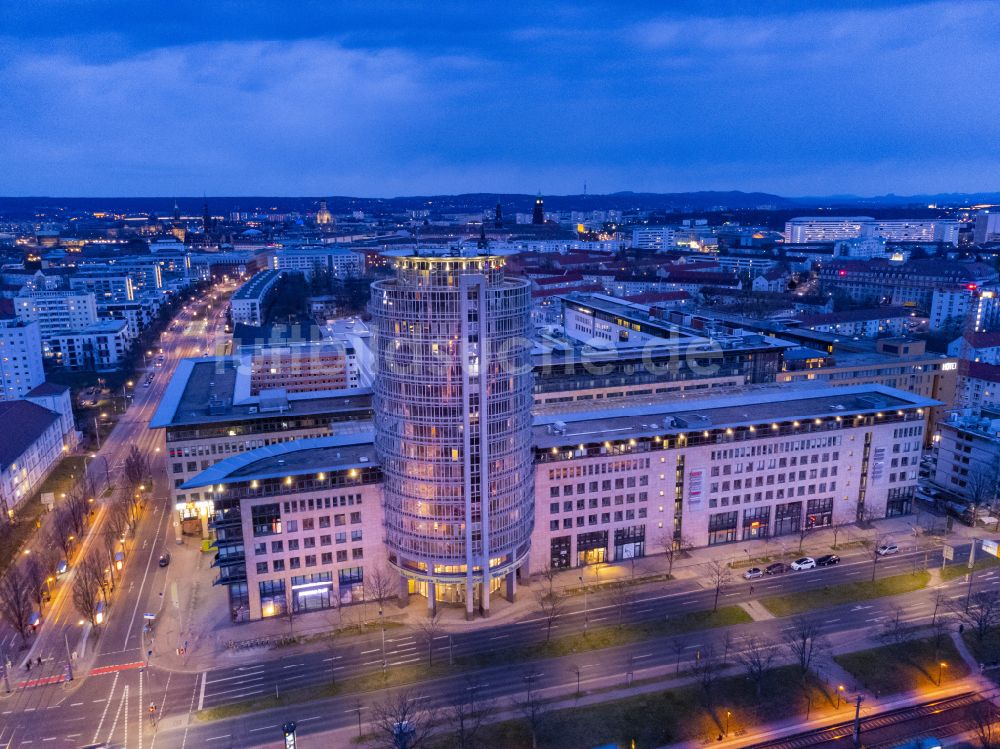 Nachtluftbild Dresden - Nachtluftbild WTC in Dresden im Bundesland Sachsen, Deutschland