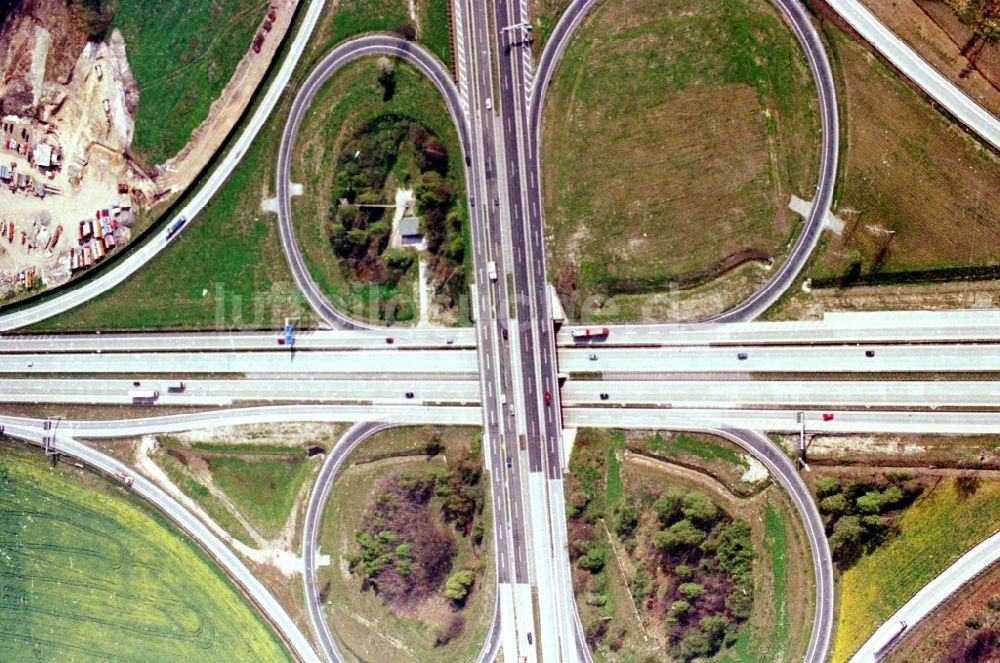 Senkrecht-Luftbild Hermsdorf - Senkrechtluftbild Autobahnkreuz der BAB A4 und A9 Hermsdorfer Kreuz in Hermsdorf im Bundesland Thüringen, Deutschland