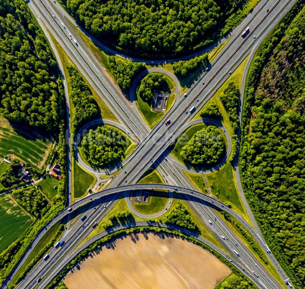 Senkrecht-Luftbild Münster - Senkrechtluftbild Autobahnkreuz der BAB A43 - A1 Kreuz Münster-Süd in Münster im Bundesland Nordrhein-Westfalen, Deutschland