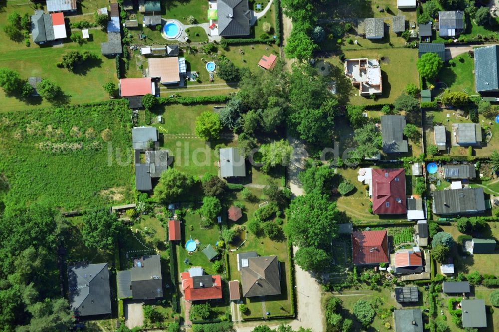 Senkrecht-Luftbild Vogelsdorf - Einfamilienhaus- und Kleingarten- Wohngebiet in Fredersdorf-Vogelsdorf im Bundesland Brandenburg