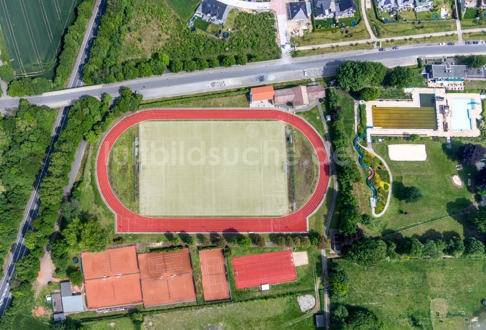 Senkrecht-Luftbild Haltern am See - Senkrechtluftbild Ensemble der Sportplatzanlagen des TuS Sythen in Haltern am See im Bundesland Nordrhein-Westfalen, Deutschland