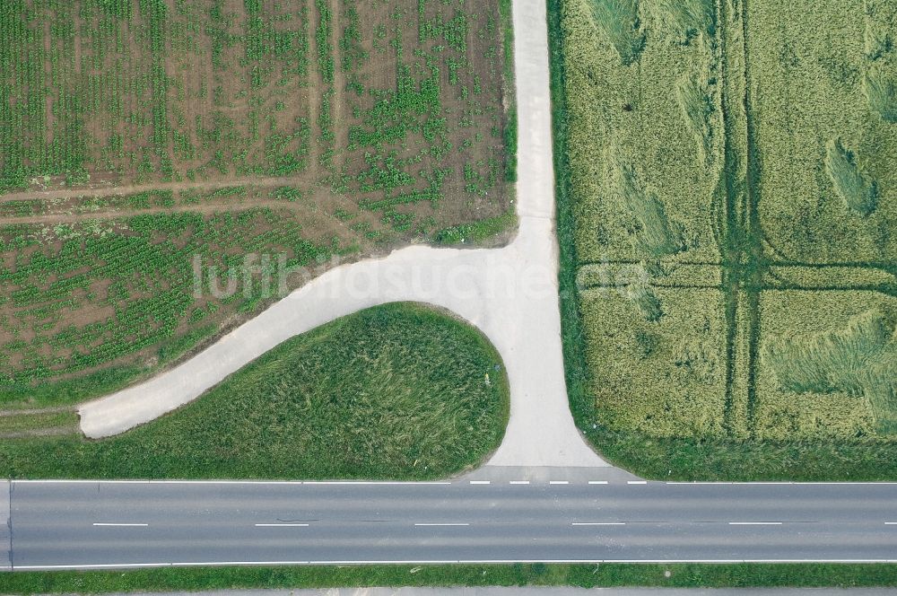 Senkrecht-Luftbild Bergheim - Senkrechtluftbild Landstraße an einem Feldrand in Bergheim im Bundesland Nordrhein-Westfalen, Deutschland