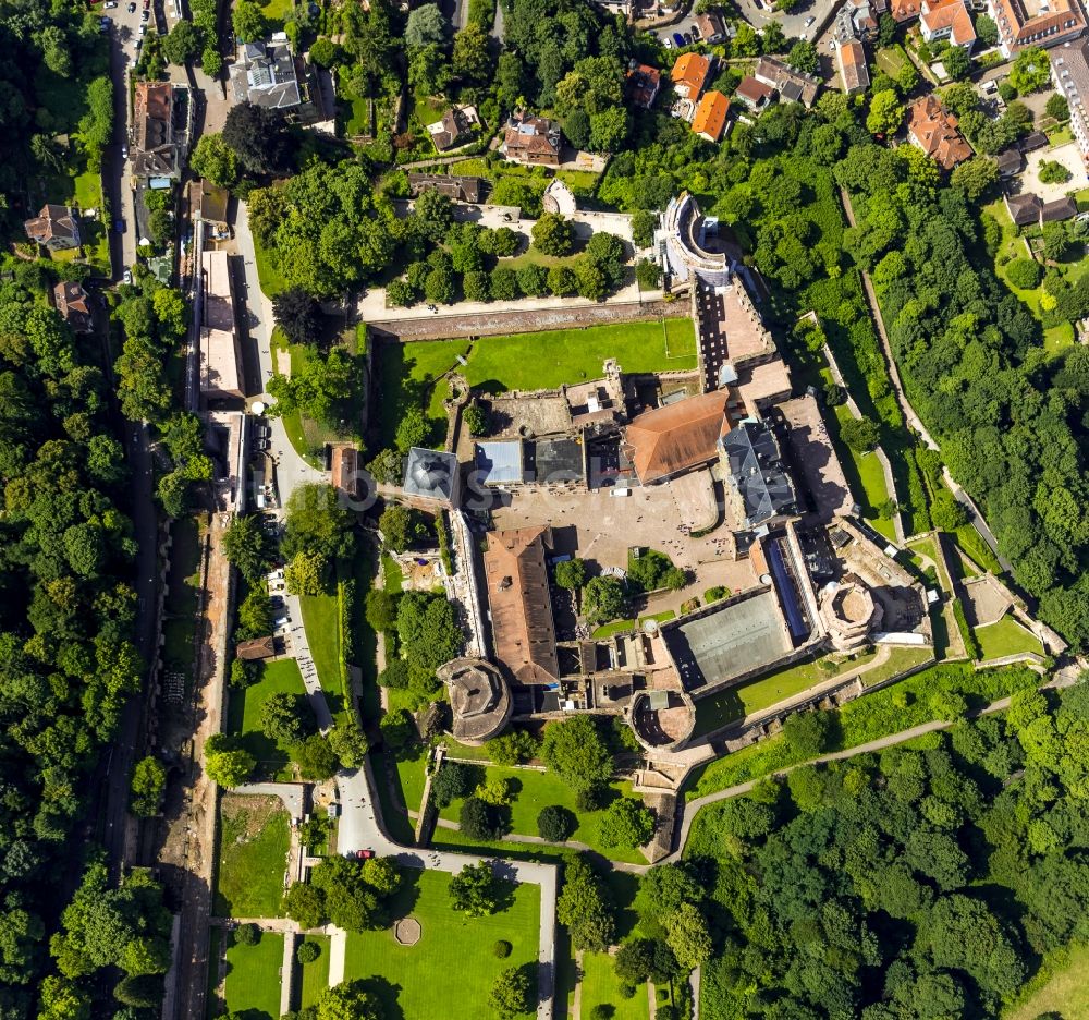 Senkrecht-Luftbild Heidelberg - Schloss Heidelberg in Heidelberg im Bundesland Baden-Württemberg