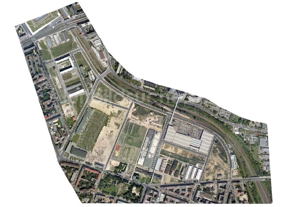 Senkrecht-Luftbild Berlin-Friedrichshain - Senkrechtaufnahme vom Entwicklungsgebiet an der Eldenaer Straße