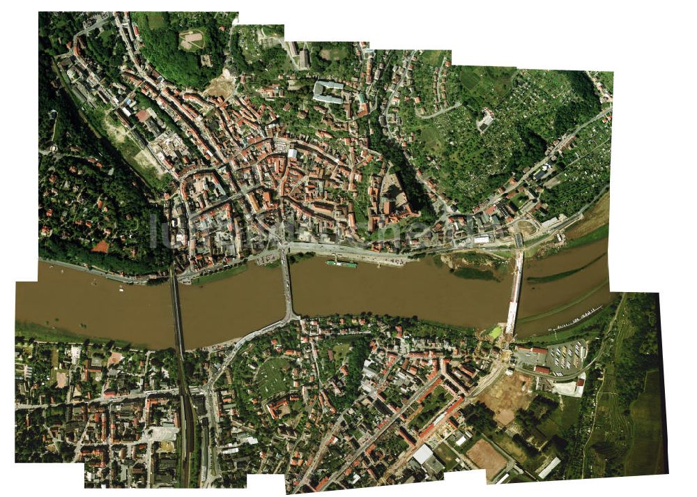 Senkrecht-Luftbild Meißen - Senkrechtaufnahme vom Stadtzentrum und Altstadtkern von Meißen