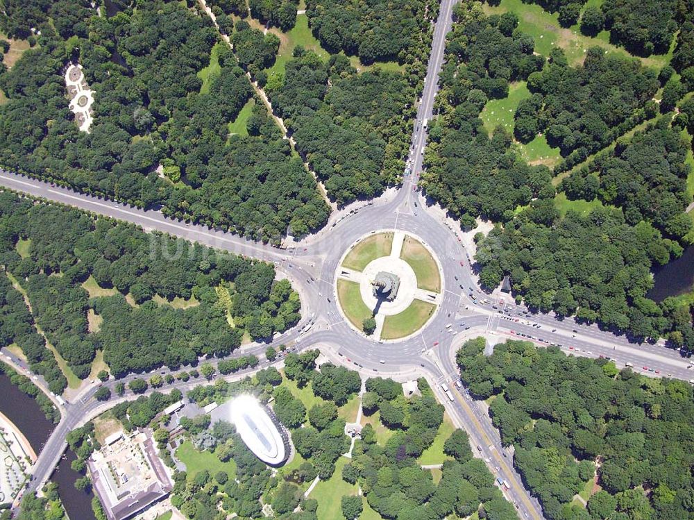 Senkrecht-Luftbild Berlin - Tiergarten - Siegessäule / Großer Stern im Berliner Tiergarten in Mitte