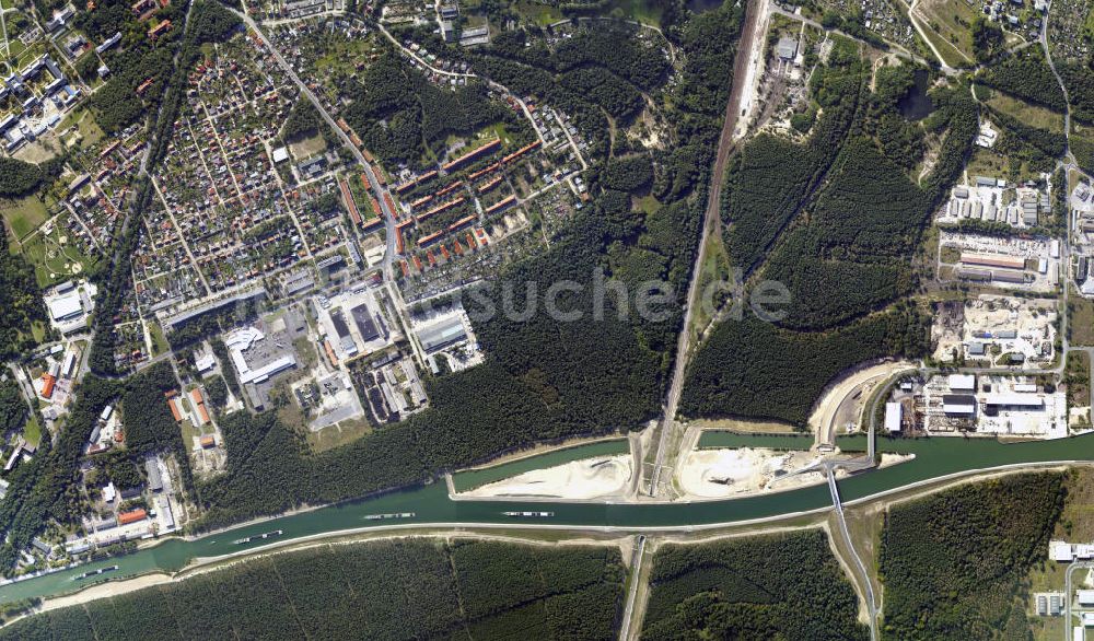 Senkrecht-Luftbild Eberswalde - Senkrechtluftbild / Stadtansicht aus der Satellitenperspektive vom brandenburgischen Eberswalde am Oder-Havel-Kanal