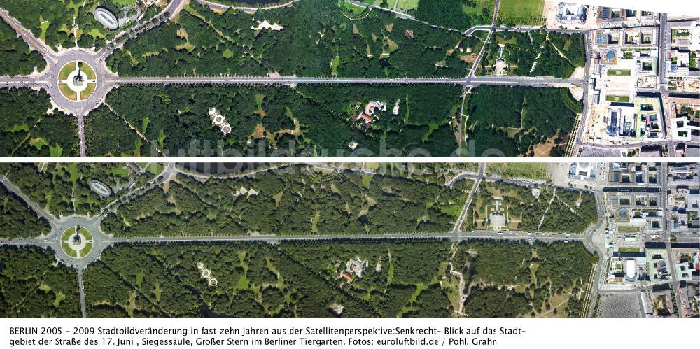 Senkrecht-Luftbild Berlin - Stadtbildveränderung in über zehn jahren aus der Satellitenperspektive über Berlin - Mitte