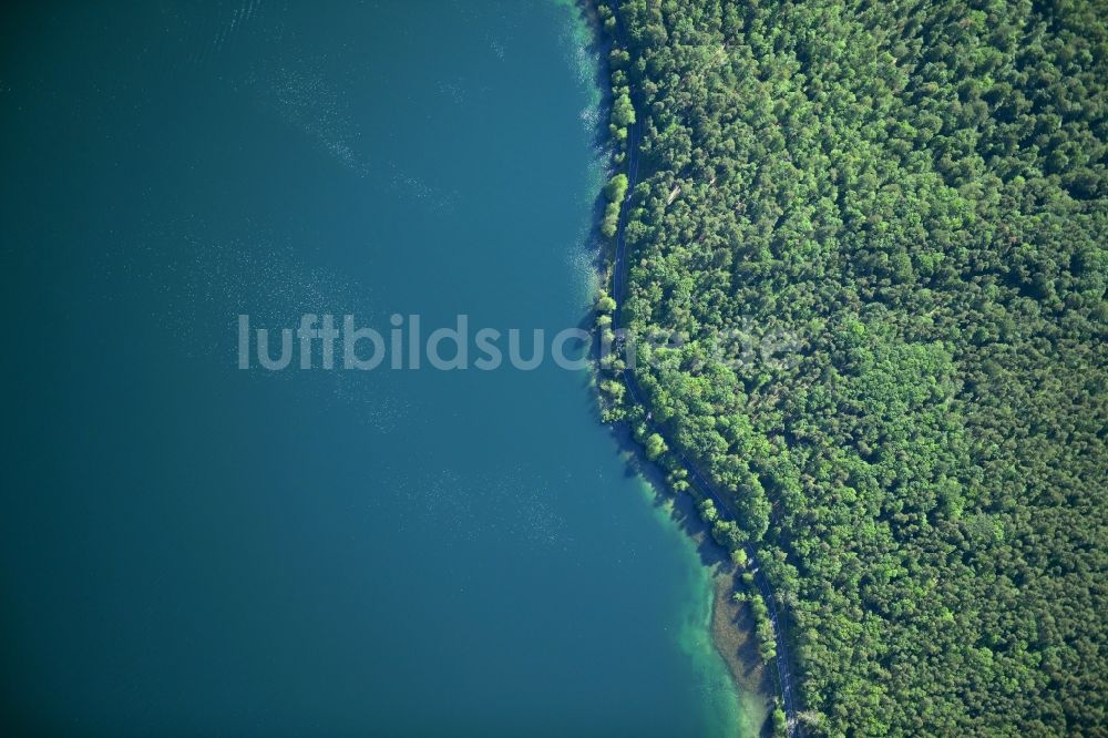 Senkrecht-Luftbild Joachimsthal - Senkrechtluftbild Uferbereiche des Sees Werbellinsee entlang der Landesstraße L220 in einem Waldgebiet in Joachimsthal im Bundesland Brandenburg, Deutschland