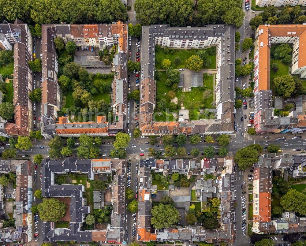 Senkrecht-Luftbild Dortmund - Senkrechtluftbild Wohngebiet der Mehrfamilienhaussiedlung Kreuzviertel entlang der Arneckestraße in Dortmund im Bundesland Nordrhein-Westfalen, Deutschland