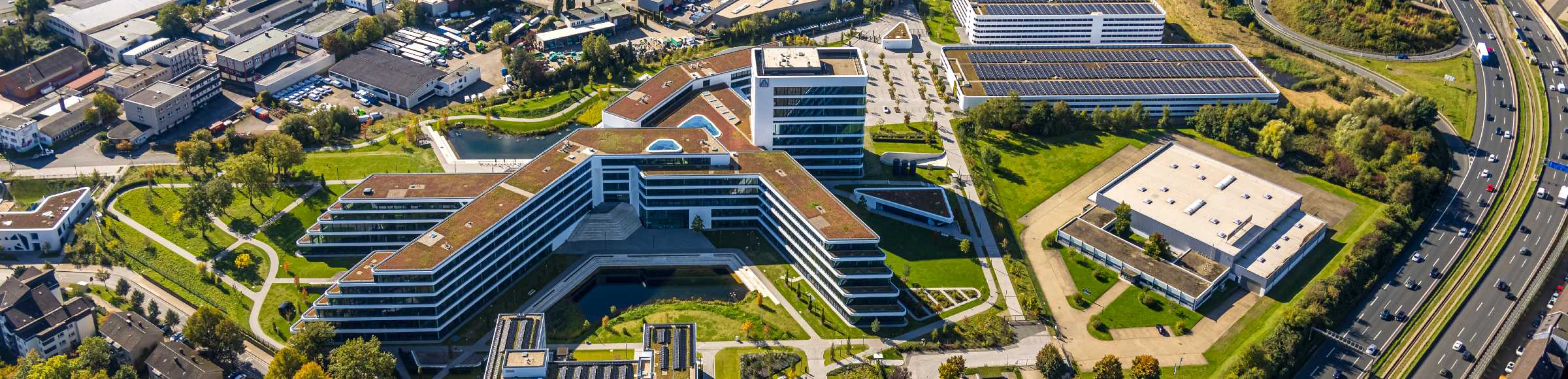 Neubau des Unternehmens- Verwaltungsgebäude ALDI-Nord Campus in Essen im Bundesland Nordrhein-Westfalen, Deutschland